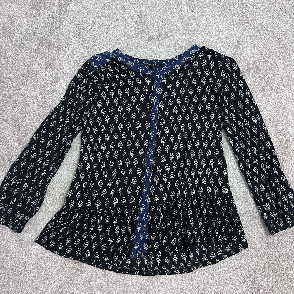 Lucky Brand Boho Printed Button Down Top Size Large